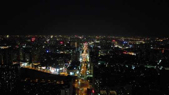 安徽合肥城市夜景交通大景航拍