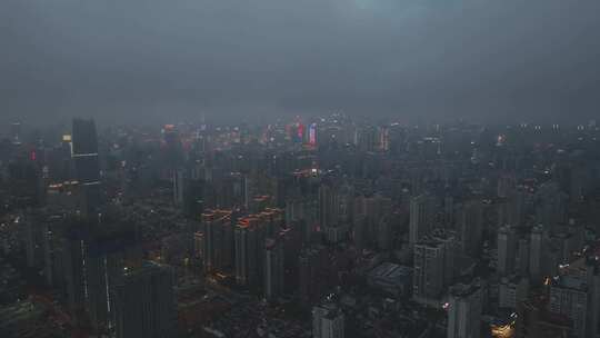 上海梅雨季 夜景航拍