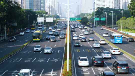 深圳车流延时城市道路交通深南大道车来车往