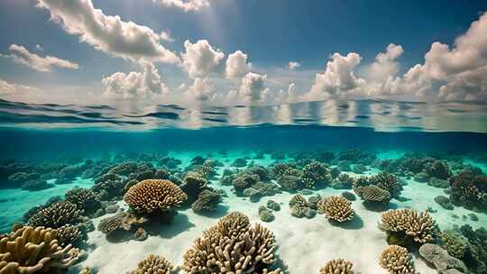 海洋珊瑚礁全景