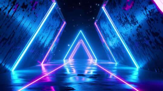 4k霓虹动感炫酷赛博朋克穿梭背景合集