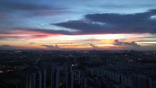 广东佛山顺德城市风光 夏季美丽的晚霞