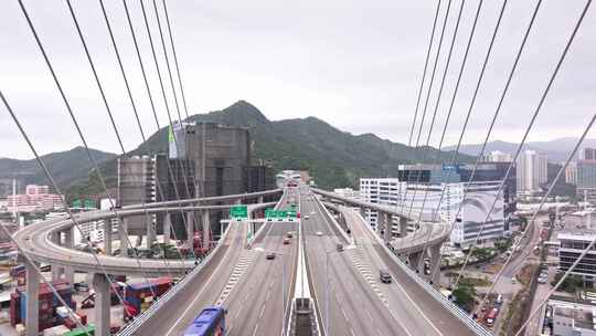 香港昂船洲大桥及周边景象