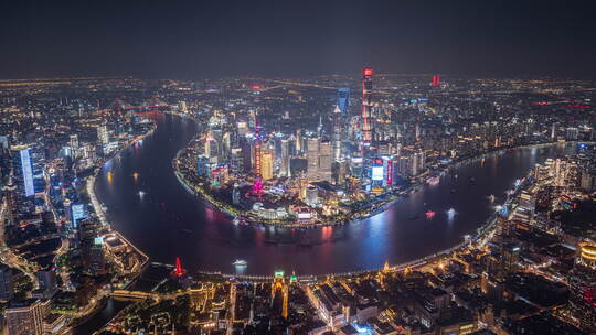 上海外滩陆家嘴夜景延时8K