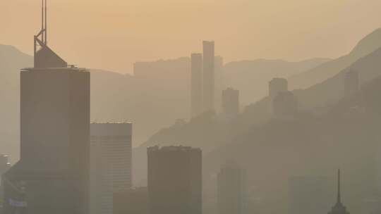 香港中西区清晨日出航拍