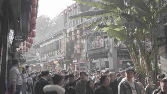 【4K 50p】重庆磁器口步行街过年人群