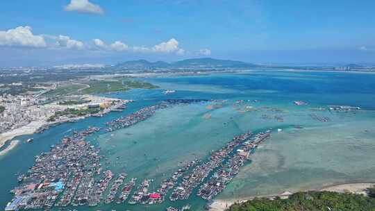 海南陵水疍家鱼排玻璃海海湾玻璃海航拍