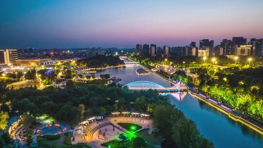 青岛胶州夜景航拍延时