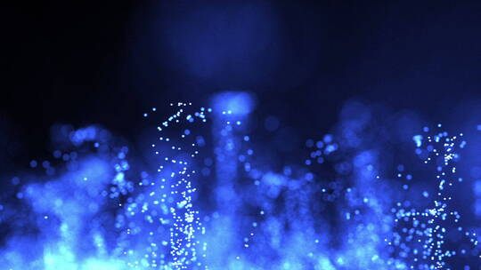 蓝色发光粒子波浪黑色夜空唯美科幻动态视频