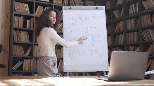西班牙裔女性专业教师教学数学课远程课程