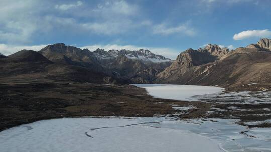 藏区高原航拍寺庙牛羊森林河流雪地转经视频素材模板下载