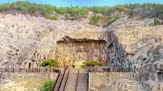 河南洛阳龙门石窟航拍