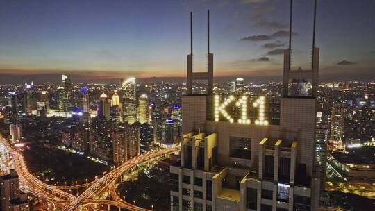 城市道路高架立交桥车流航拍 k11上海视频素材模板下载