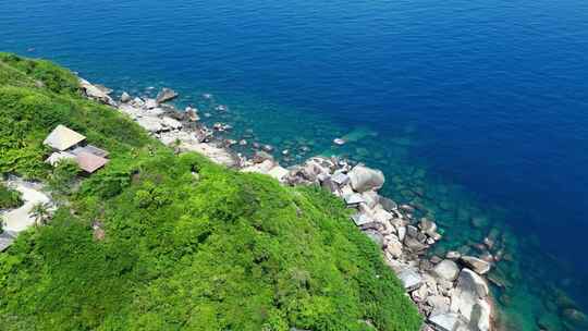 海南陵水分界洲岛高视角航拍唯美蔚蓝海岸线