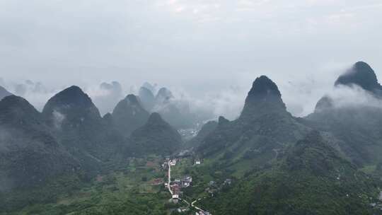 广西桂林阳朔风光中国山河航拍生态环境自然