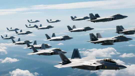 战斗机编队空中飞行