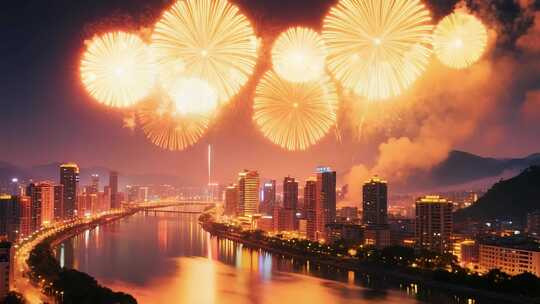 新年万家灯火春节回家过年团圆团聚小区夜晚