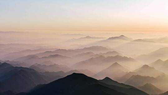 浙江临安大明山群山雾绕山水画日出雾凇光影