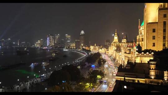 上海外滩的夜景视频素材模板下载