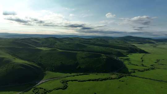 航拍大兴安岭丘陵山地风景区视频素材