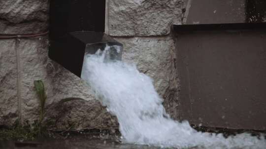 屋顶的雨水通过落水管排出