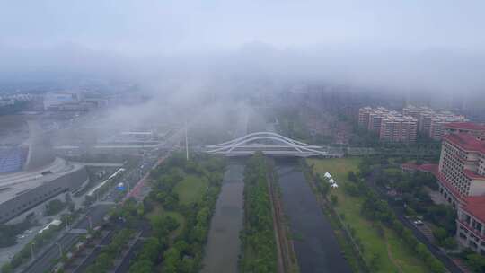 航拍宁波梅山湾风景建筑