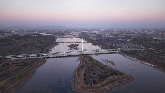 石家庄地标 复兴大街 滹沱河 湿地 初冬