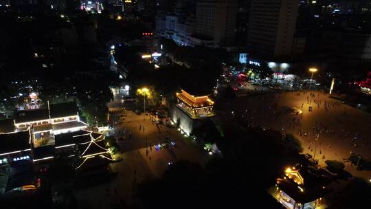 航拍湖南岳阳夜景