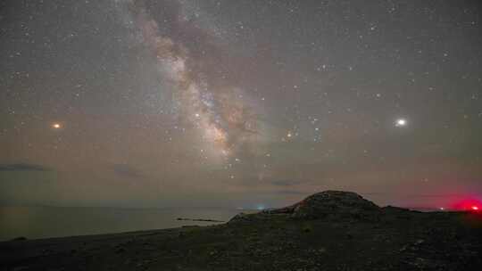 夏季青海湖星空延时