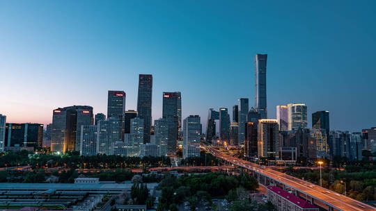 国贸夜景 北京夜景日转夜视频素材模板下载