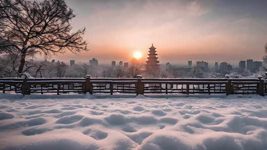 北京冬天雪景视频素材模板下载