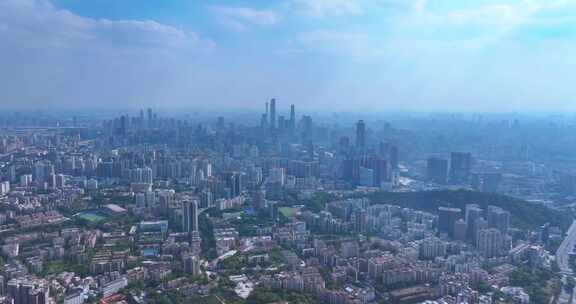 城市高空俯瞰全景航拍广州大全景延时