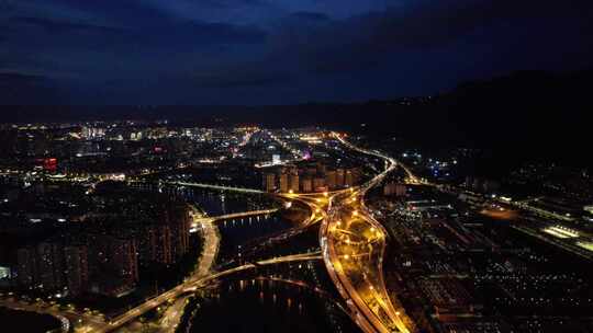 福建福州大景城市夜景灯光航拍