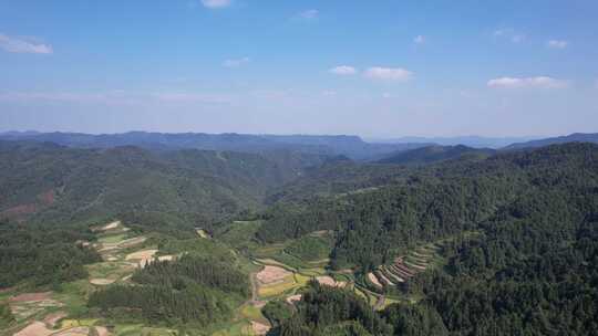 高山梯田农村航拍