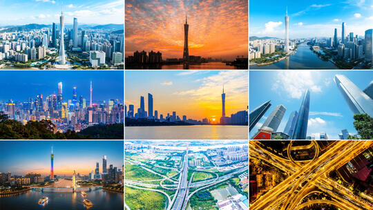 广州航拍延时CBD城市日落高清在线视频素材下载