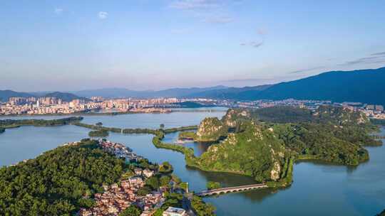 广东肇庆七星岩风景区自然风光延时摄影航拍视频素材模板下载