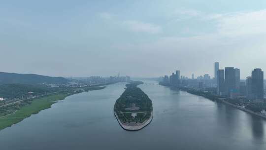 长沙橘子洲头航拍湘江橘子洲景区长沙地标