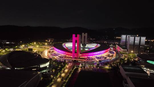 杭州黄龙体育场航拍夜景