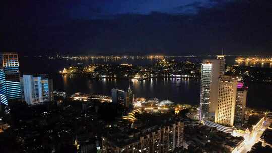 航拍厦门城市夜景视频素材模板下载