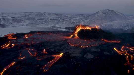 冰岛火山爆发航拍