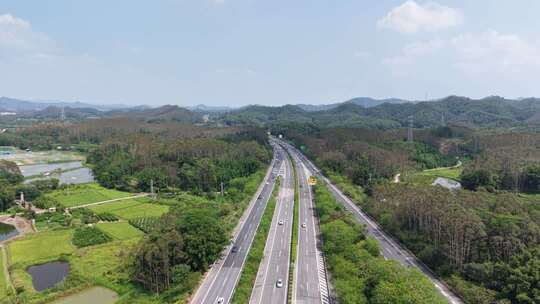 航拍4K深岑广台广明高速佛山高明高村互通