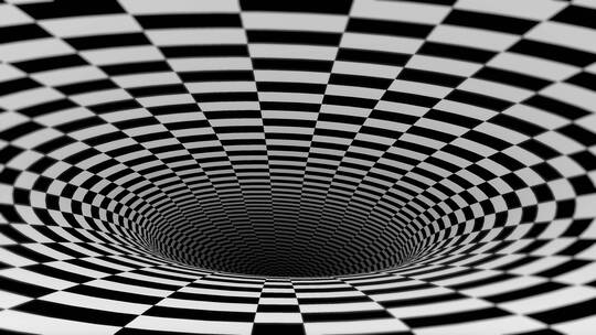 黑白马赛克无限折叠的隧道