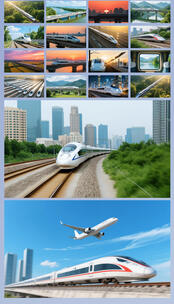 航拍中国高铁飞速行驶和谐号复兴号高清在线视频素材下载