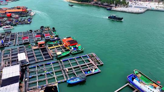 航拍海南陵水疍家渔排南湾猴岛索道呆呆岛