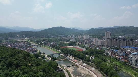 航拍湖北南漳县城市建设