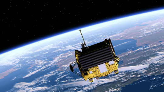人造卫星绕地球飞行视频素材模板下载
