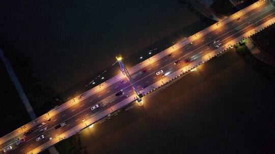 唯美大桥航拍衡阳蒸水雅士林大桥夜景视频素材模板下载
