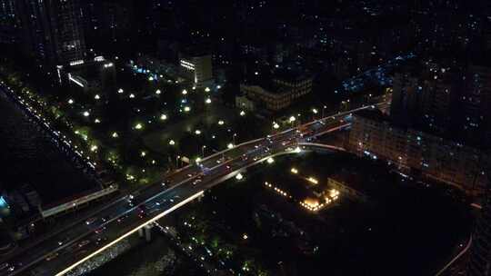 广州城市交通夜景航拍