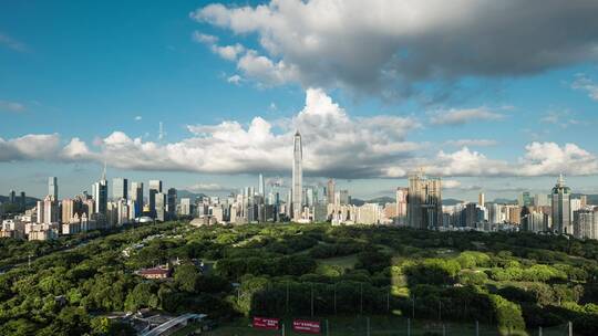 深圳中心市区蓝天白云延时