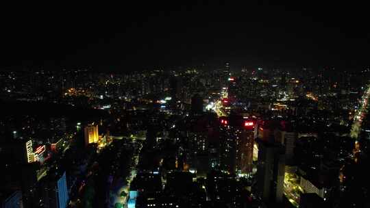 云南昆明城市交通夜景灯光航拍视频素材模板下载